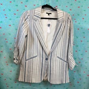 Drew Single Button Ruched Sleeve Striped Blazer -S